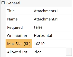 Max Size (Kb) property