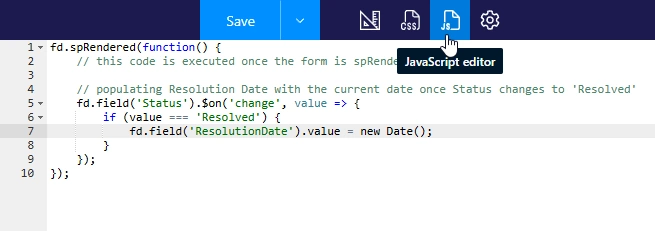 JavaScript editor