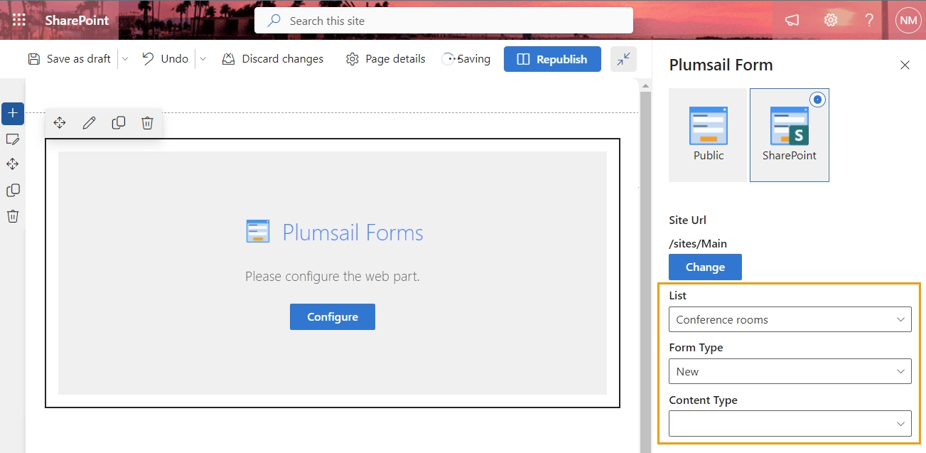 Configure SharePoint Form