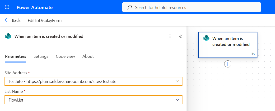 Configure Power Automate flow trigger