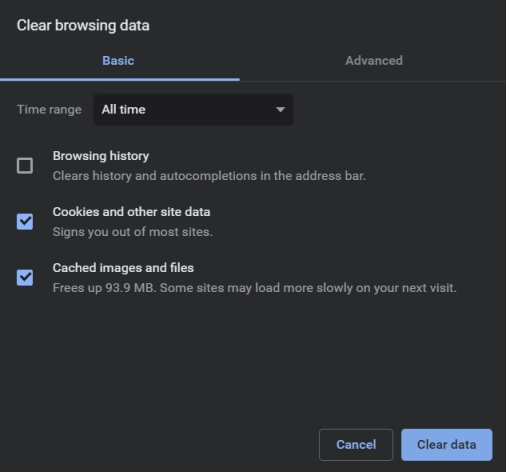 Clear browser's cache