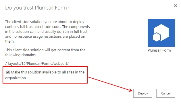 Make this solution available to all sites in the organization