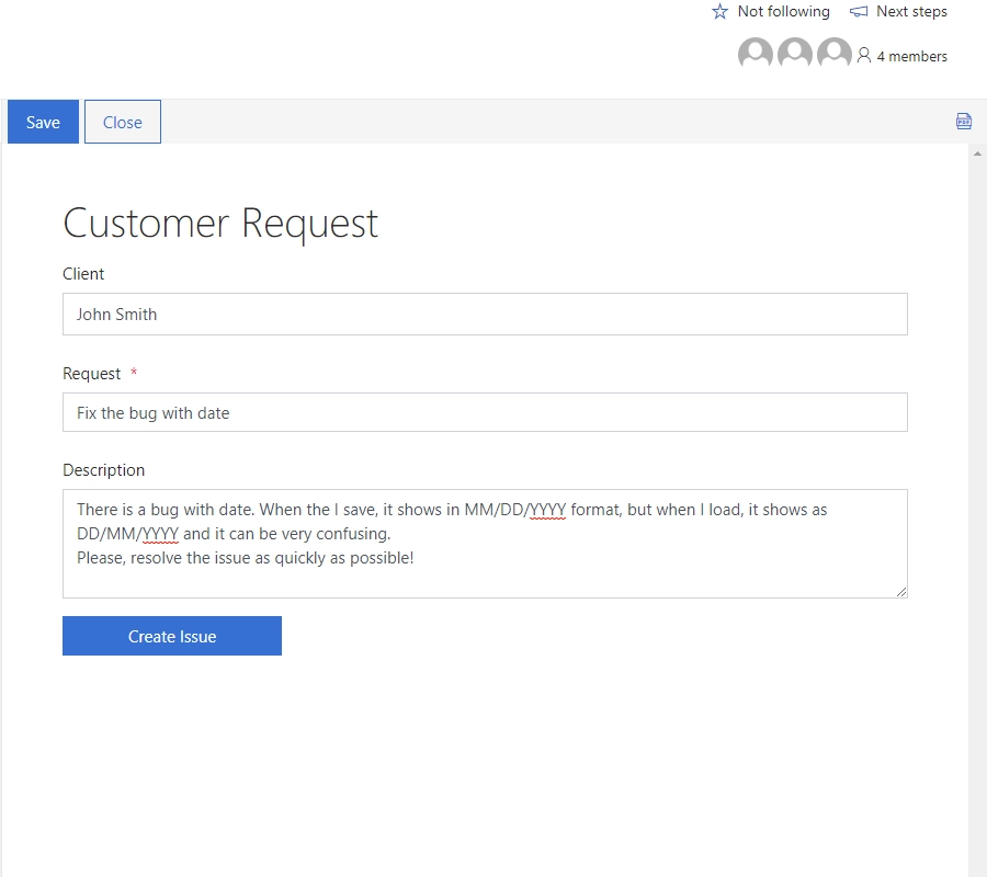 Parent Form