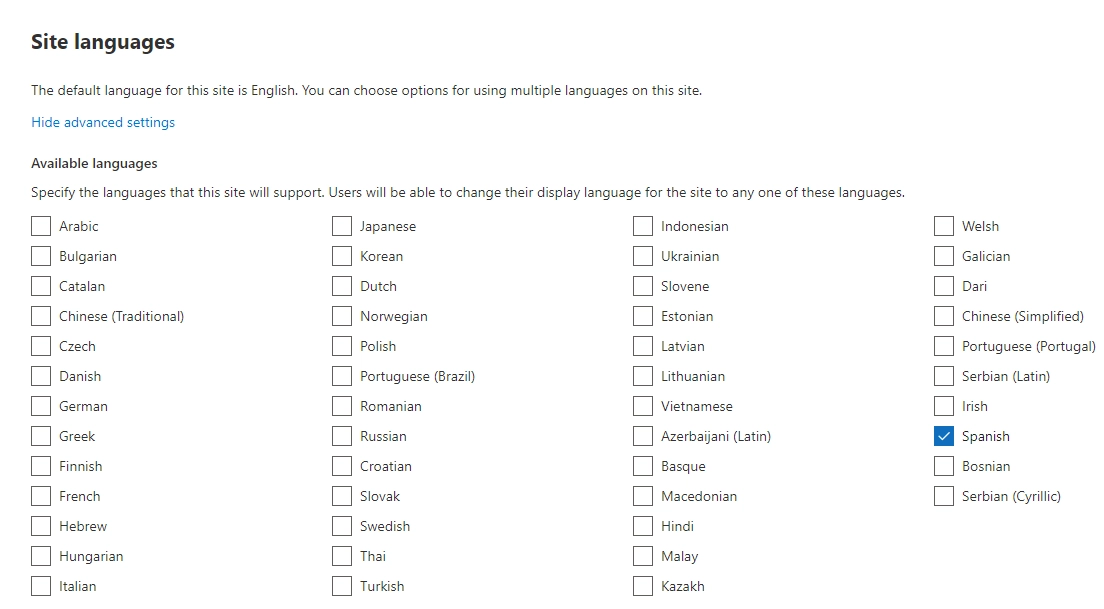 Available languages