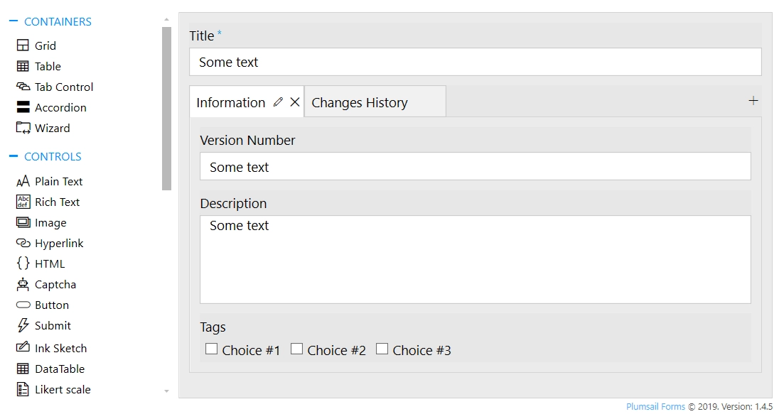 Form in editor