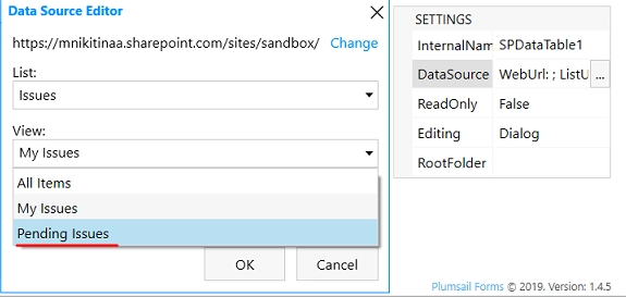 data source editor