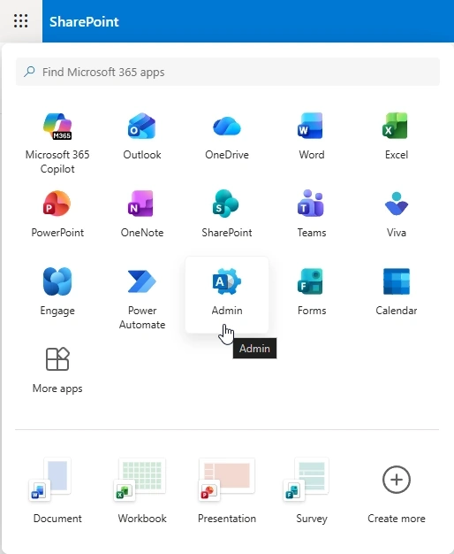 To Global Admin Center
