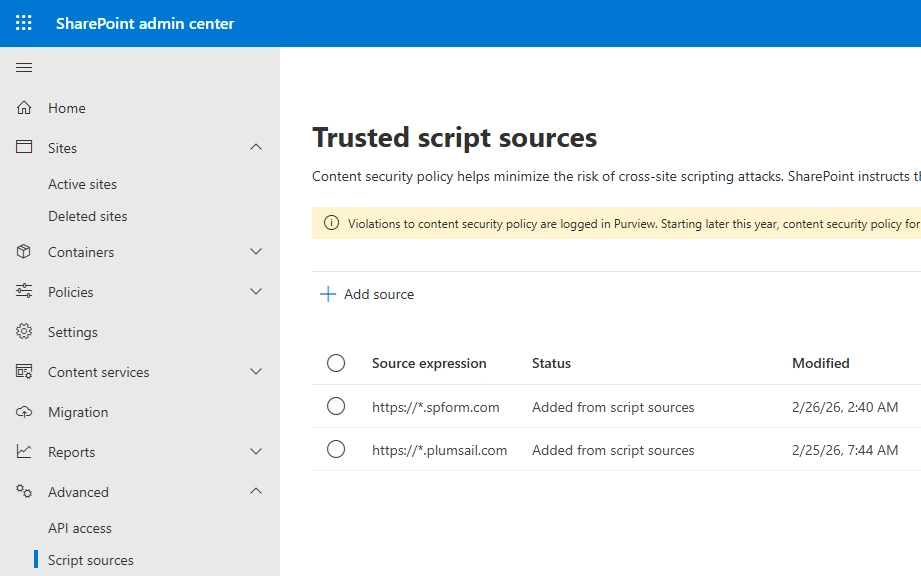 Trusted script sources