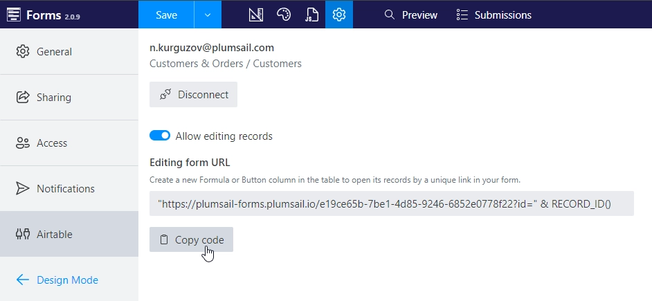 Enable editing and copy the code
