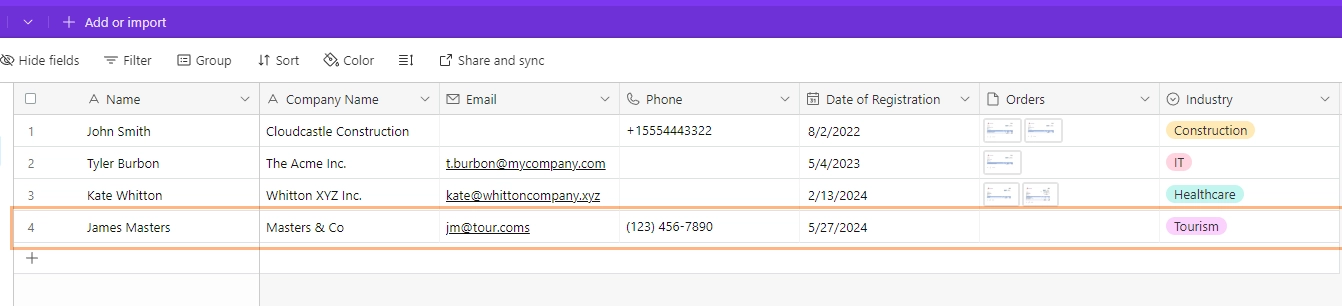 Airtable populated with data from Plumsail Form