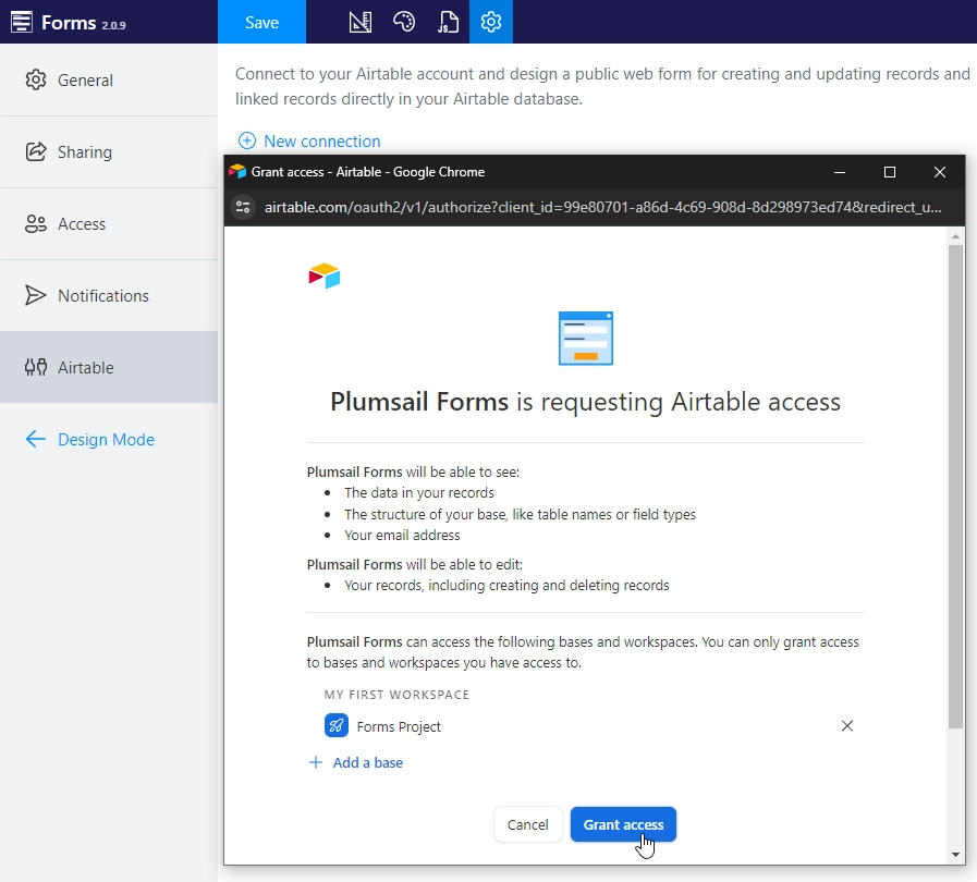 Grant access to the Airtable