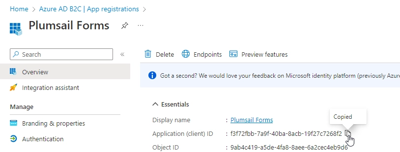 Copy Application ID