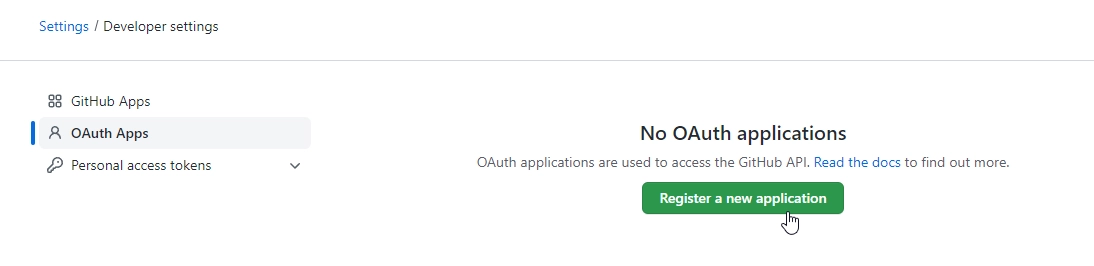 GitHub new OAuth app