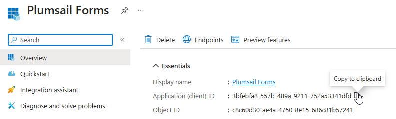 Copy Application ID