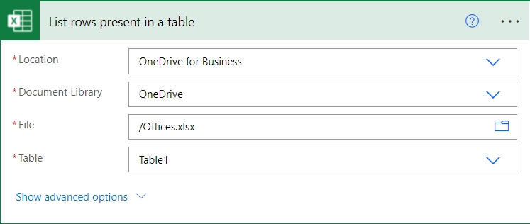 List rows present in a table