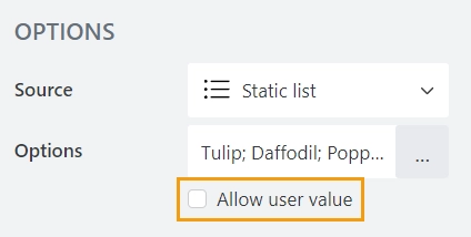 Allow user value