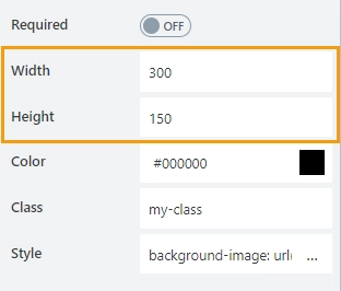 Width and height properties
