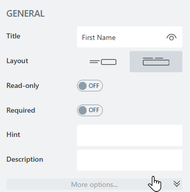 The "More options" bar
