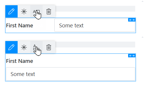 Field's orientation button on the form