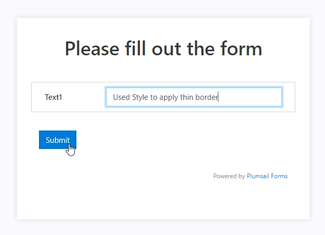 Field's style applied on the form