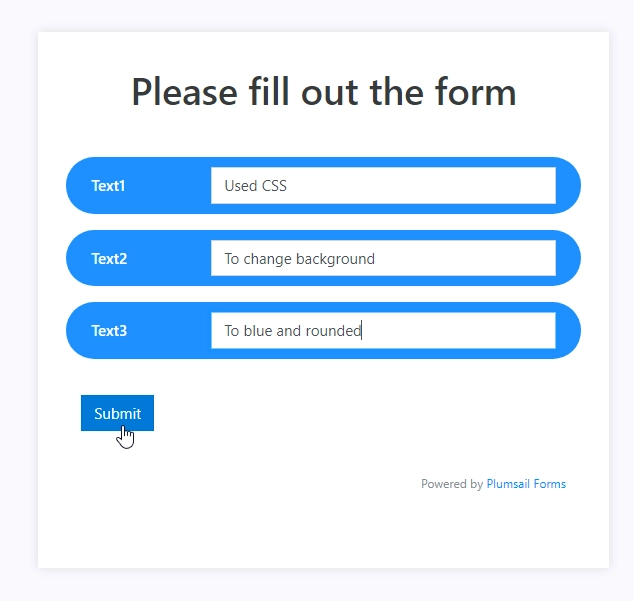Field's class with CSS on the form