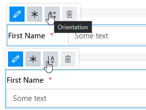 Field's orientation button on the form