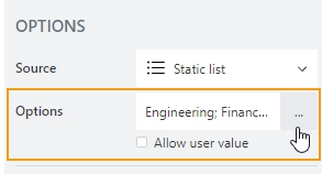 Static list options