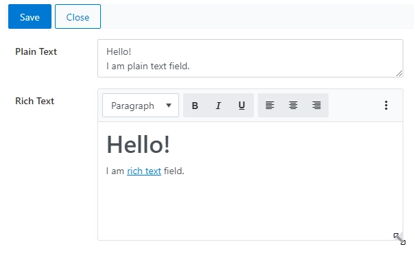 Multiple lines of text field