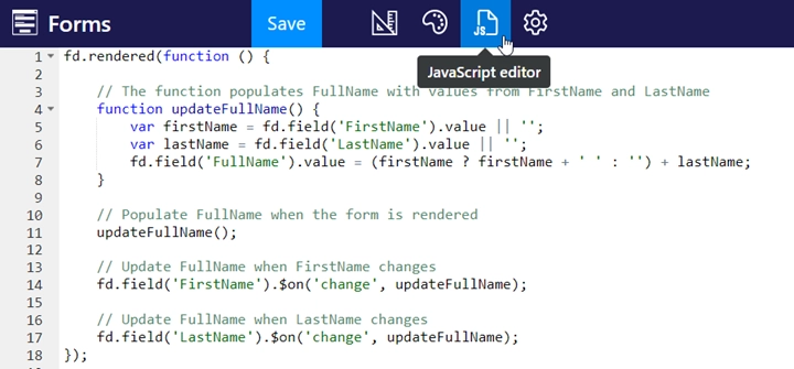 JavaScript editor