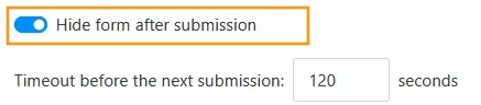 Hide form after submission setting