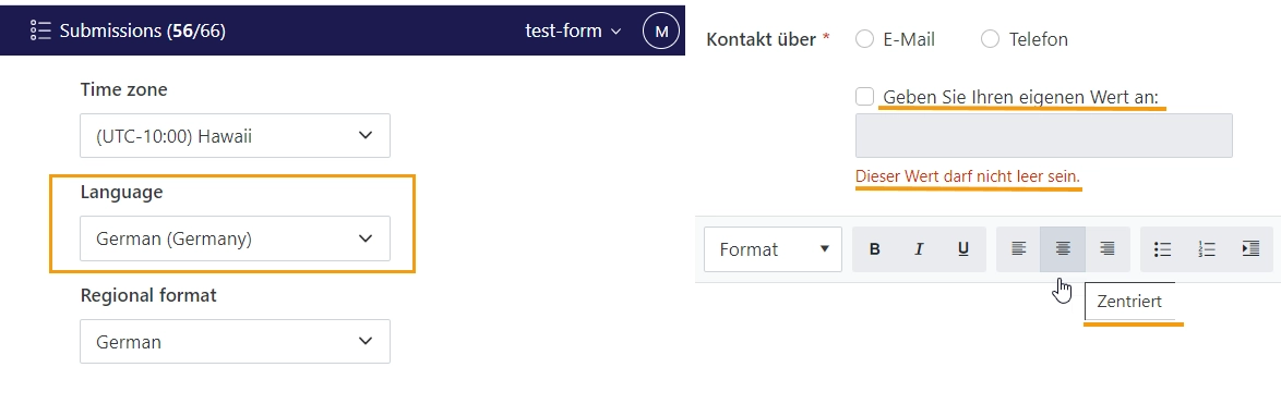 Language setting