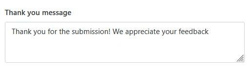 Thank you message setting
