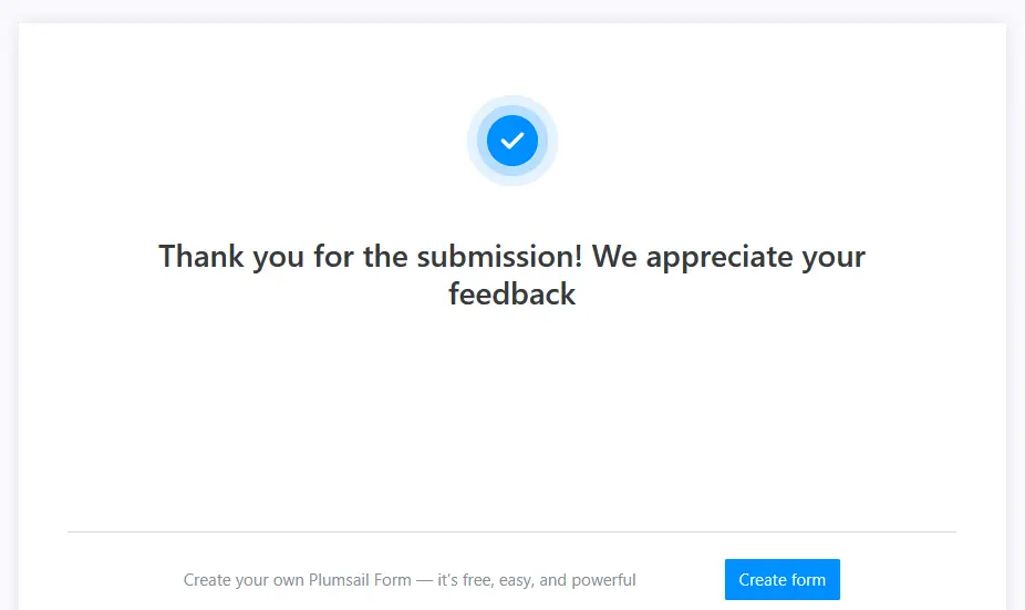 Thank you page shown after form submission
