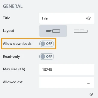 Allow downloads property