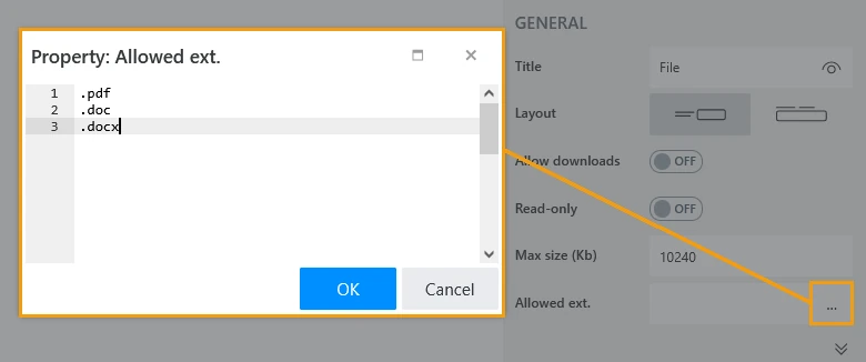 Allowed extensions property