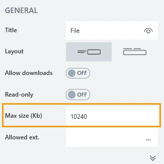Max size (Kb) property