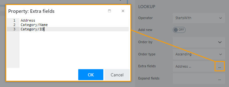 Extra fields property