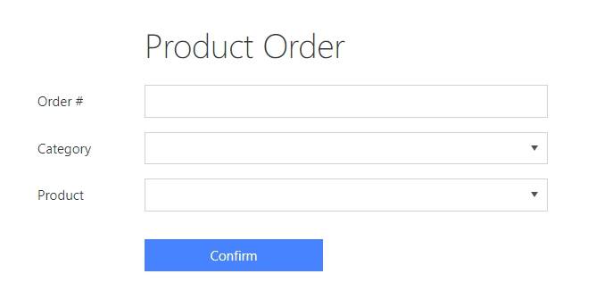 Product Order form