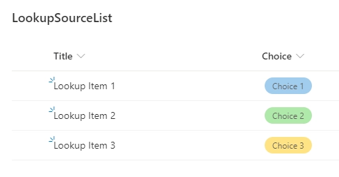 Lookup Source List Choice