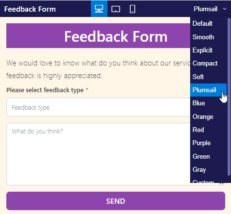 Form Preview with Theme Selection