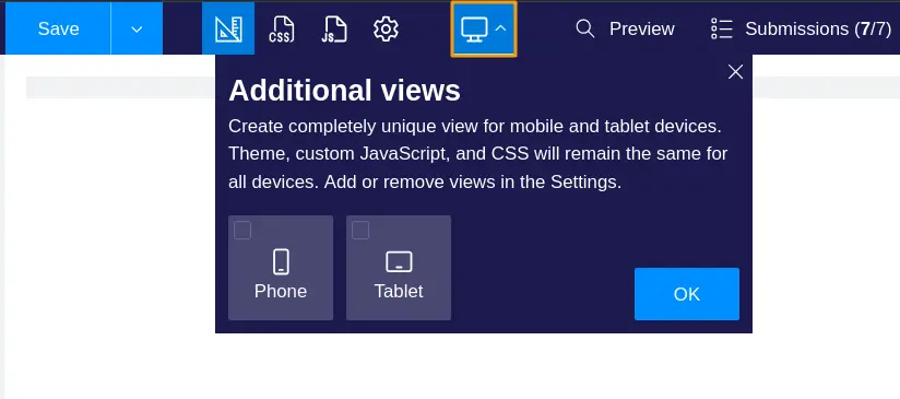 Add views dropdown