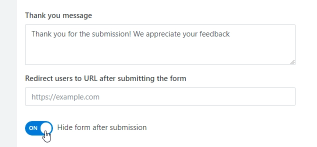 Hide the form