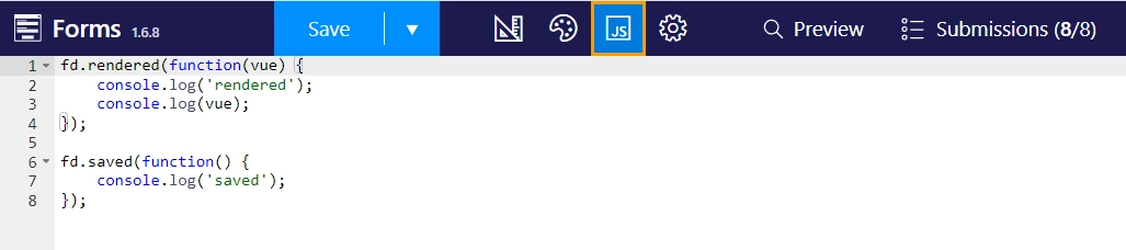 JavaScript editor button
