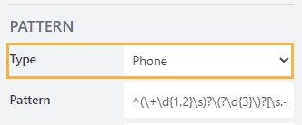 Phone pattern predefined
