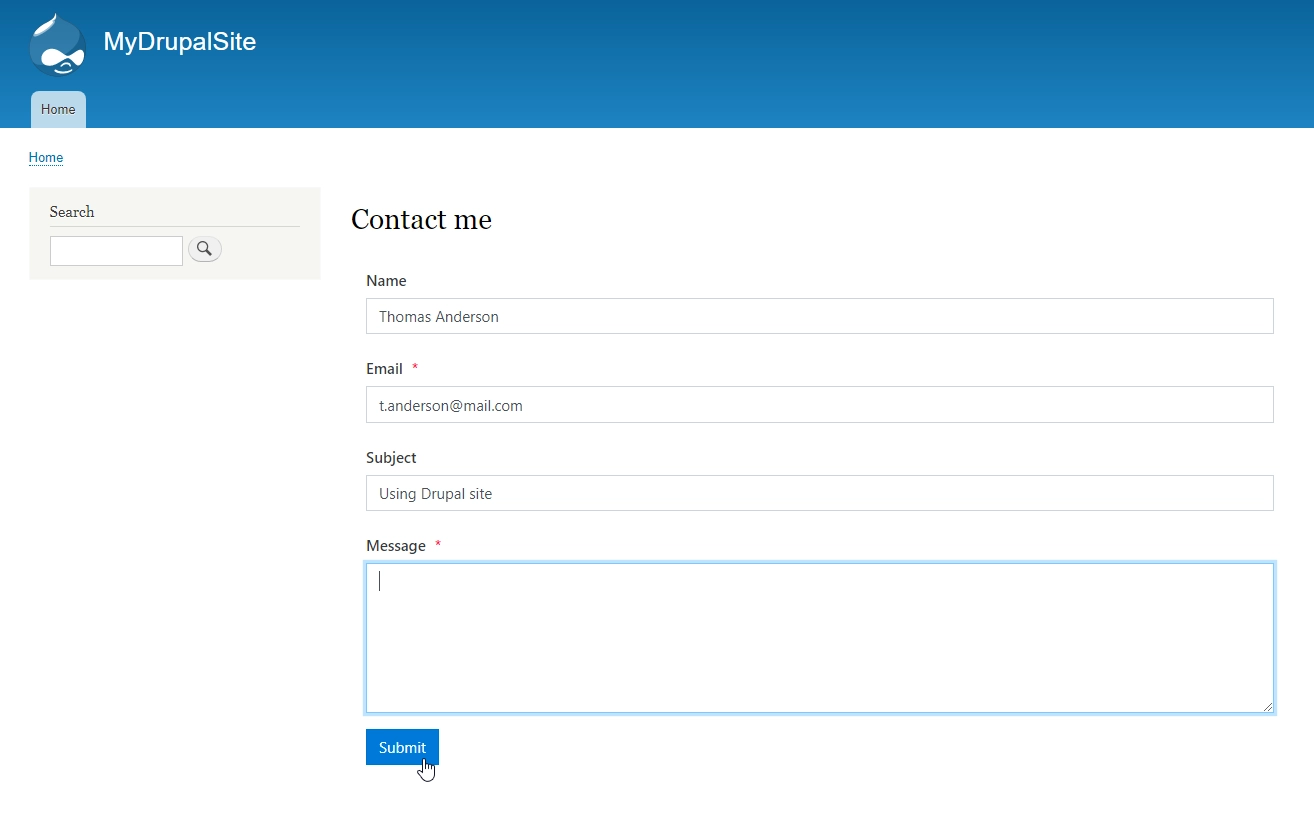 The form is published