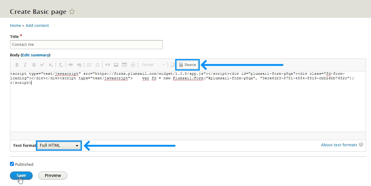 Paste snippet into the page's source