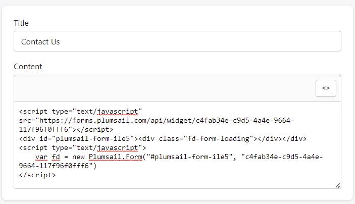Paste snippet into embed content