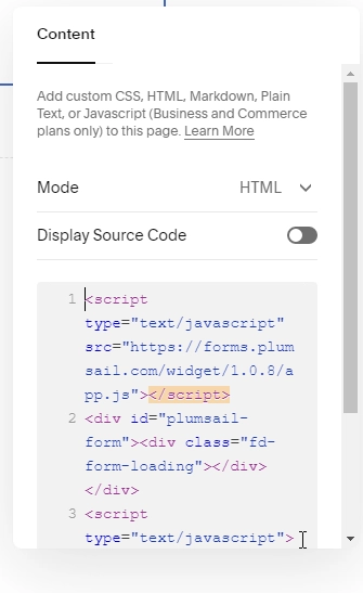 Paste snippet into content