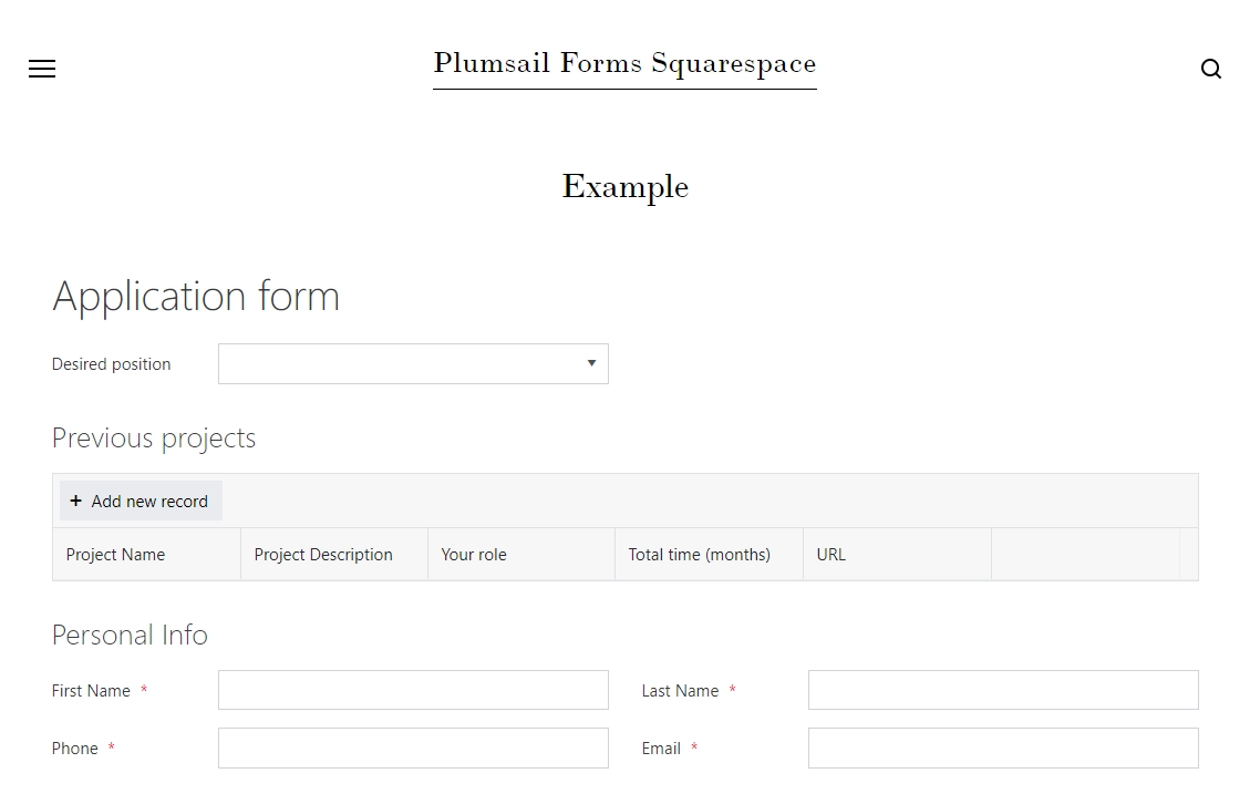 The form is ready to roll