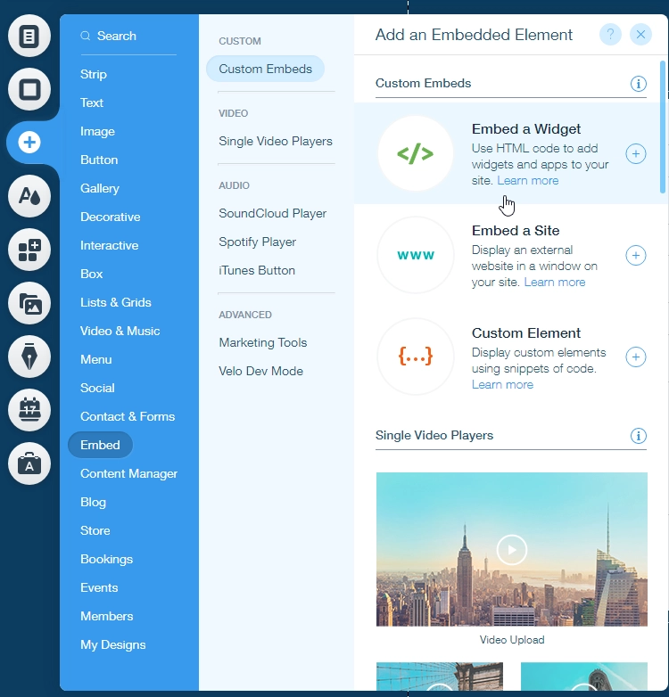 Embed a widget
